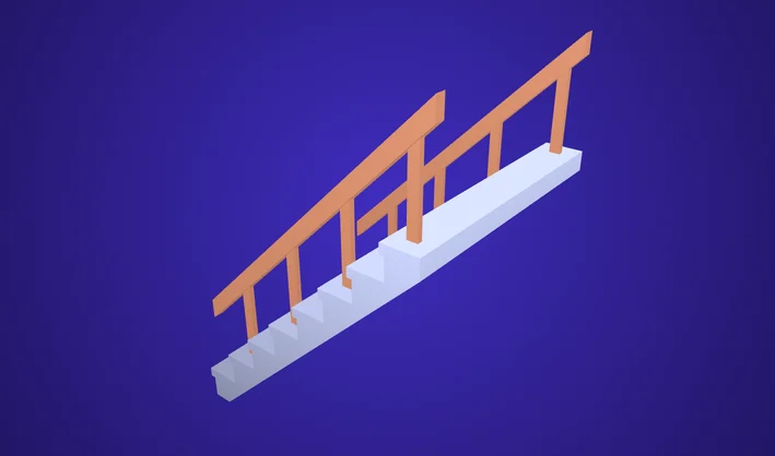 Stairs Wide Stone Handrail