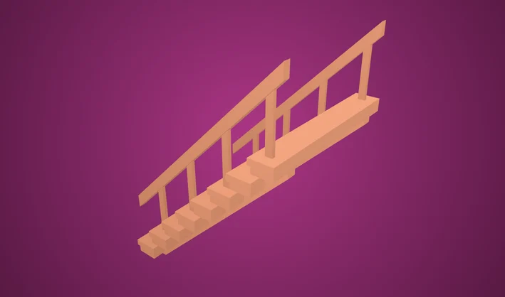 Stairs Wide Wood Handrail